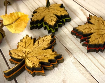 Fall Leaves Refrigerator Magnets, Thanksgiving Home Decor, 3 Magnet Set