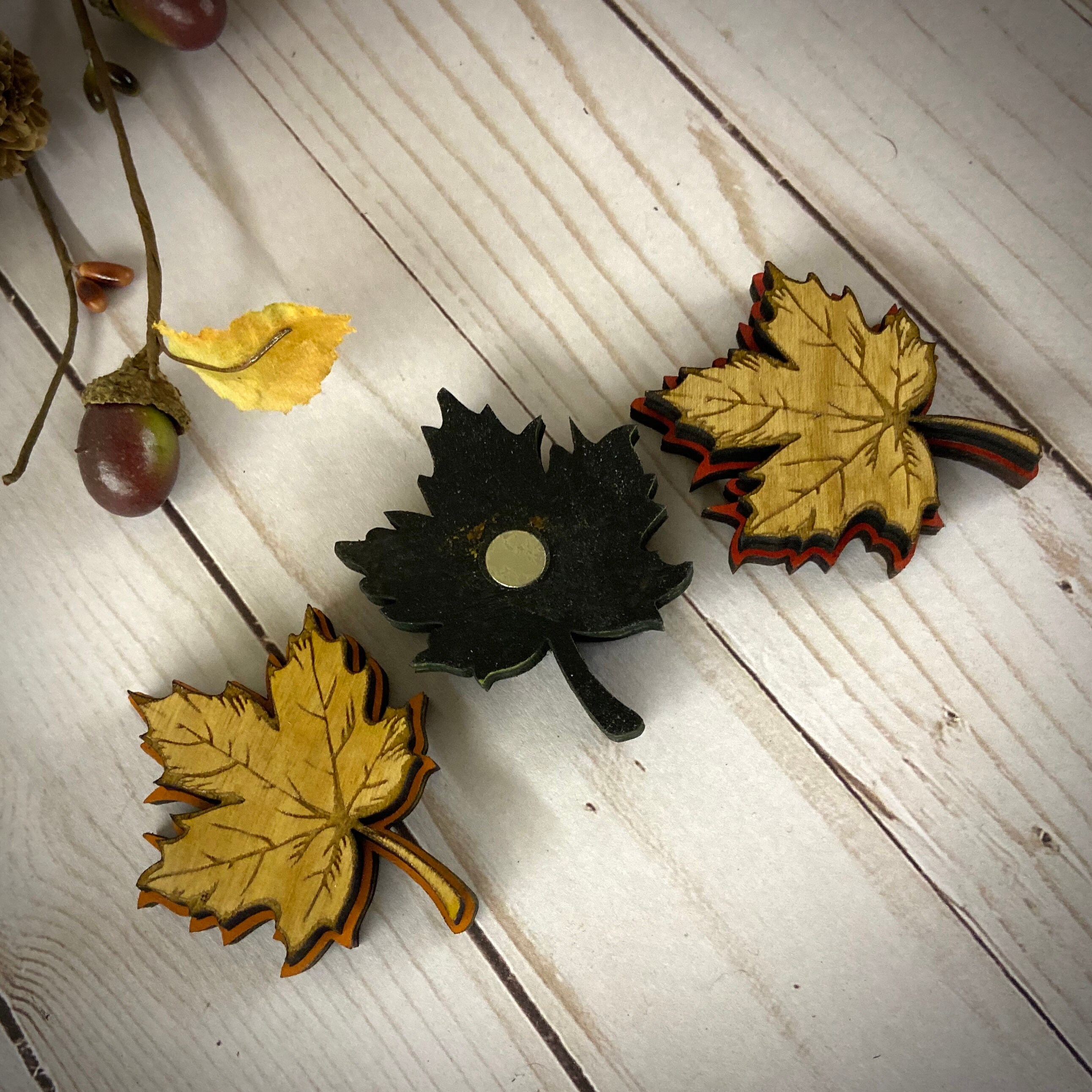 Fall Leaves Refrigerator Magnets, Thanksgiving Home Decor, 3 Magnet Set ...
