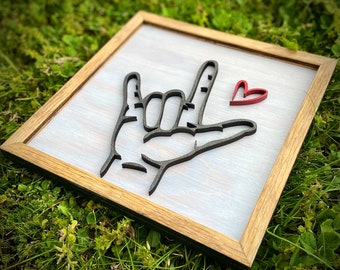 The Original I Love You Sign Language, Wooden Sign, Wood Farmhouse Decor