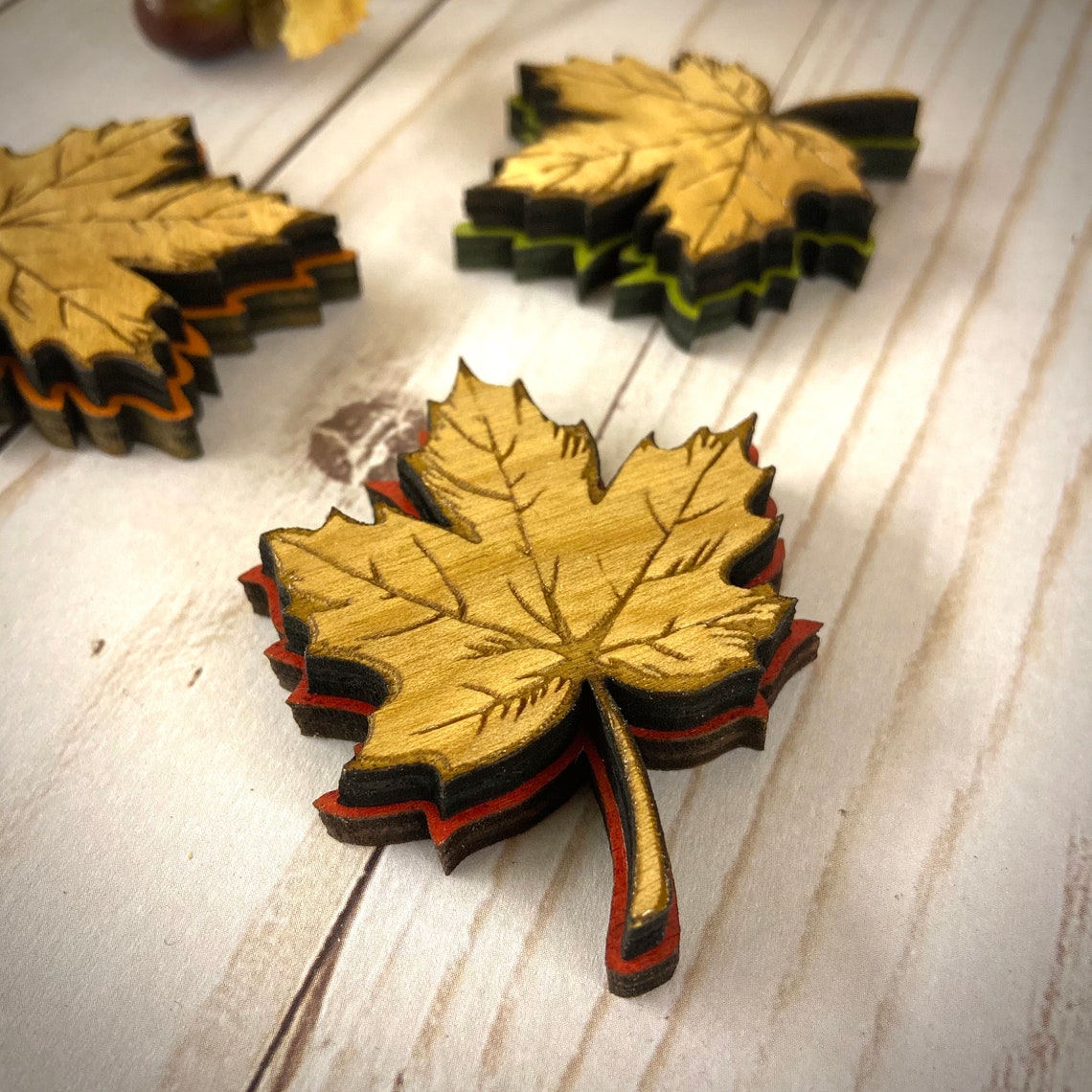Fall Leaves Refrigerator Magnets, Thanksgiving Home Decor, 3 Magnet Set ...