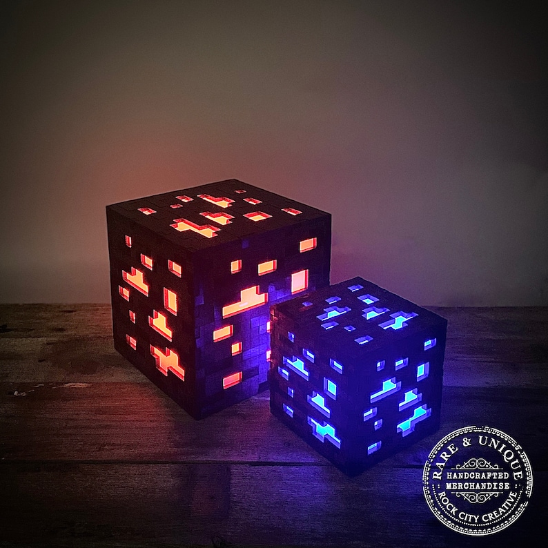 THE ORIGINAL Minecraft Inspired Ore Lamp, Nightlight, LED, Gamer Lamp, Nerd Gear, Mine Craft image 1