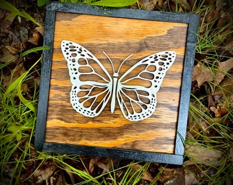 Rustic Farmhouse, Monarch Butterfly Decor, Wood Spring Sign, Home Decor Butterfly Sign, Housewarming Gift