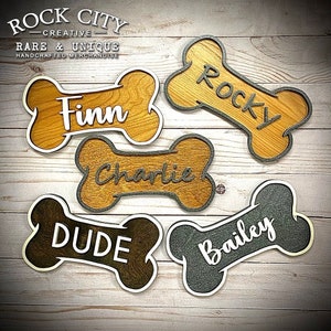 Custom Dog Name Sign - Modern Boho Farmhouse Wall Art - Minimalist Bone Sign - Personalized Dog Decor
