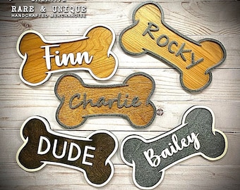 Custom Dog Name Sign - Modern Boho Farmhouse Wall Art - Minimalist Bone Sign - Personalized Dog Decor