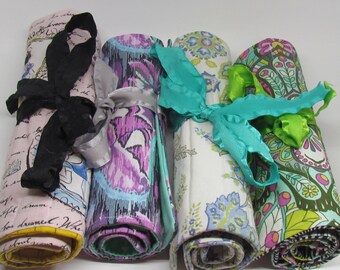 Roll up case, Pencil holder, pen case, brush carrier, roll organizer, travel, adult coloring, make up artist, stocking stuffer, gift for her