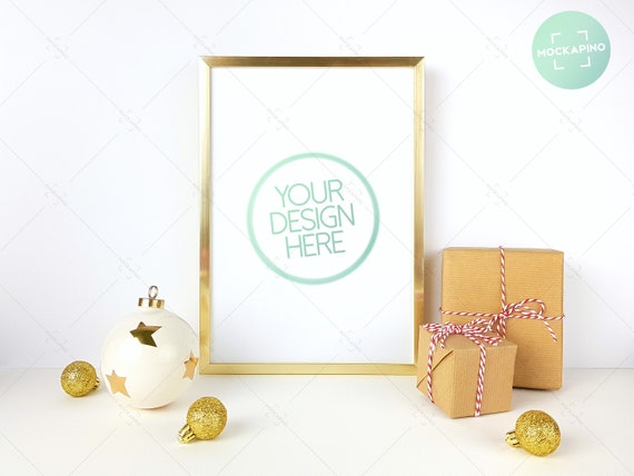 Christmas Frame Mockup A4 Frame Gold Golden Frames Gold Christmas Frame Mockup A4 Frame Gold Golden Frames Gold