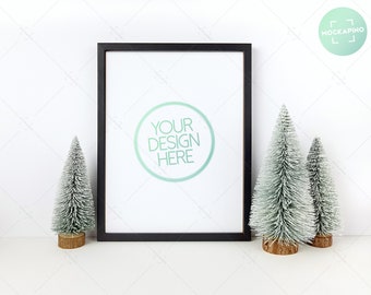 Download Free Black frame mockup, PSD frames, framed mockups, digital frames christmas, black framed, 8x10 frame mockup, pine tree, christmas mock up PSD Template
