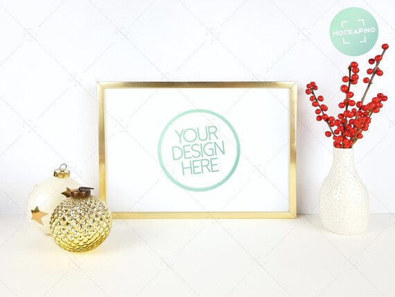 Christmas Frame Mockup Golden Frames A4 Frame Gold Framed Christmas Frame Mockup Golden Frames A4 Frame Gold Framed