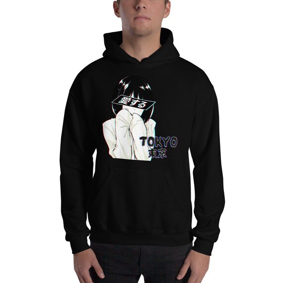 tokyo anime vaporwave aesthetic otaku harajuku japanese japan manga culture  streetwear front and back print  hoodie