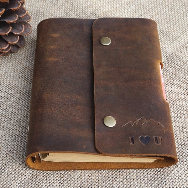 Mountain journal, Personalized leather journal, Engraved journal, Custom journal, Planner journal, Leather notebook, Vintage books