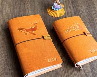 Personalized Travel Journal, Refillable Journal Notbook, Engraved Journal, Custom gift for him and her