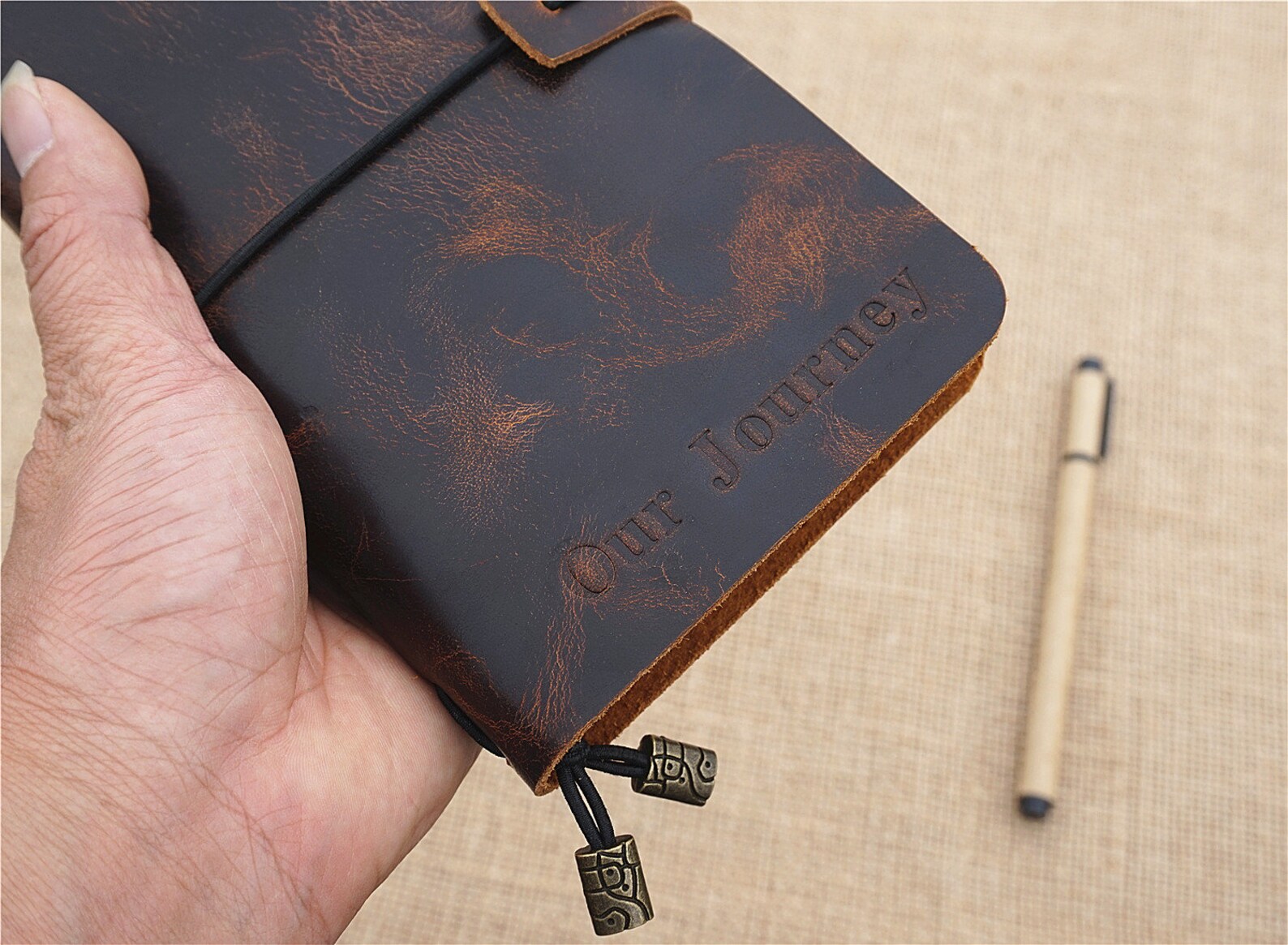 Our Journey Leather Journal Personalized Travel Journal Etsy