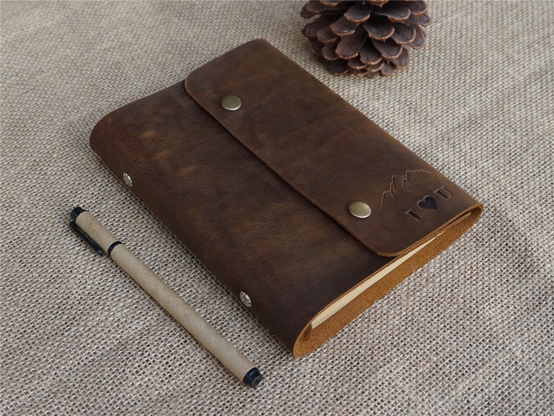 Leather bound notebook leather bound journal personalized leather journal refillable leather journal mens leather journal line paper journal image 5