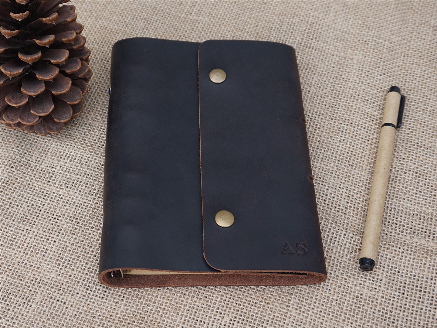 Custom Leather Planner, Personalized Planner, Engraved Monogram Leather ...