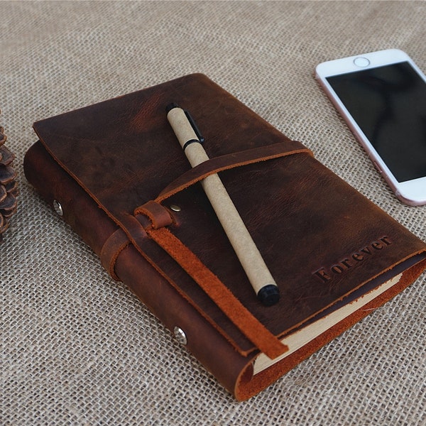 Leather bound notebook leather bound journal personalized leather journal refillable leather journal mens leather journal free stamp