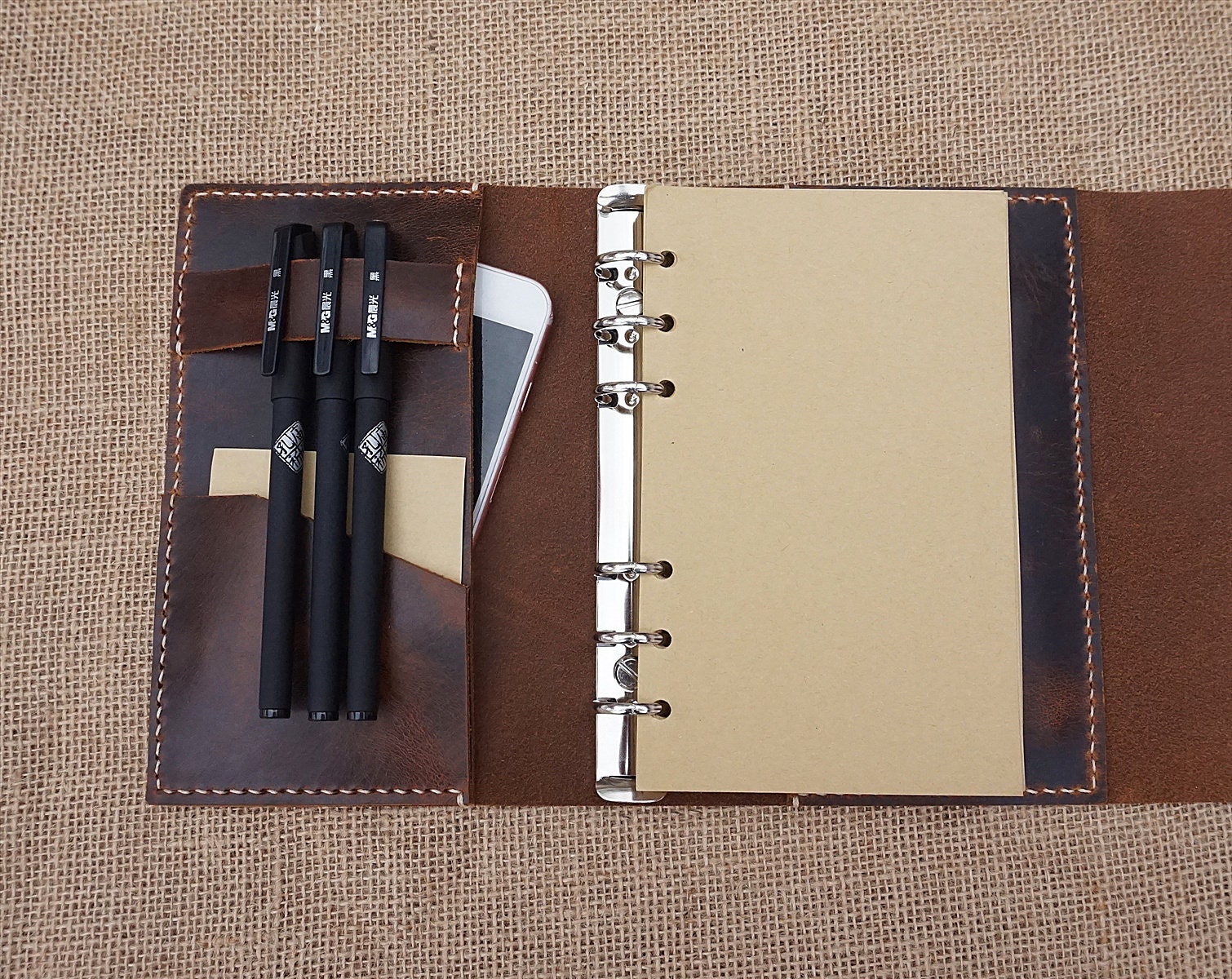 Personalized A6 Leather Binder Custom Leather Journal Etsy