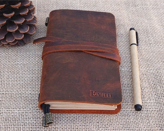 Custom travel journal personalized leather journal notebook handmade books monogrammed journal