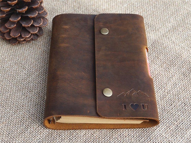 Mountain journal, Personalized leather journal, Engraved journal, Custom journal, Planner journal, Leather notebook, Vintage books image 1