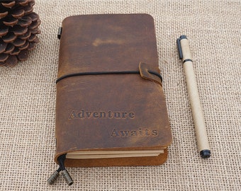 Travel journal leather journal personalized journal travel notebook custom journal refillable leather notebook groomsmen gifts