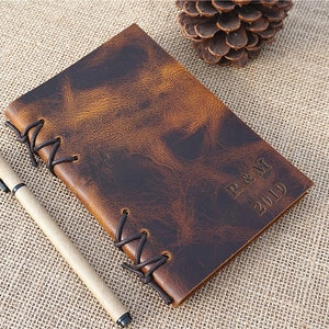 leather journal personalized leather journal leather notebook leather diary leather sketchbook free stamp free initials