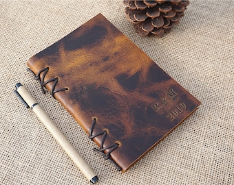 leather journal personalized leather journal leather notebook leather diary leather sketchbook free stamp free initials