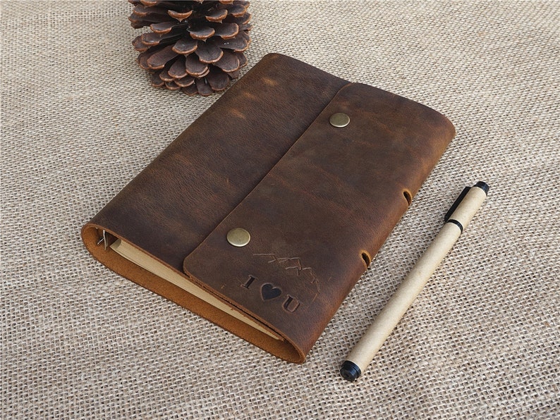 Mountain journal, Personalized leather journal, Engraved journal, Custom journal, Planner journal, Leather notebook, Vintage books image 3