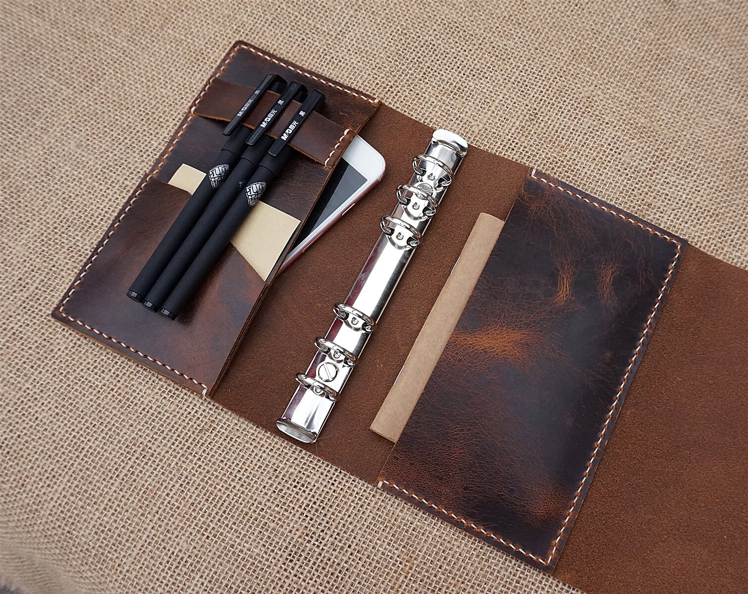 Personalized A6 Leather Binder Custom Leather Journal Etsy