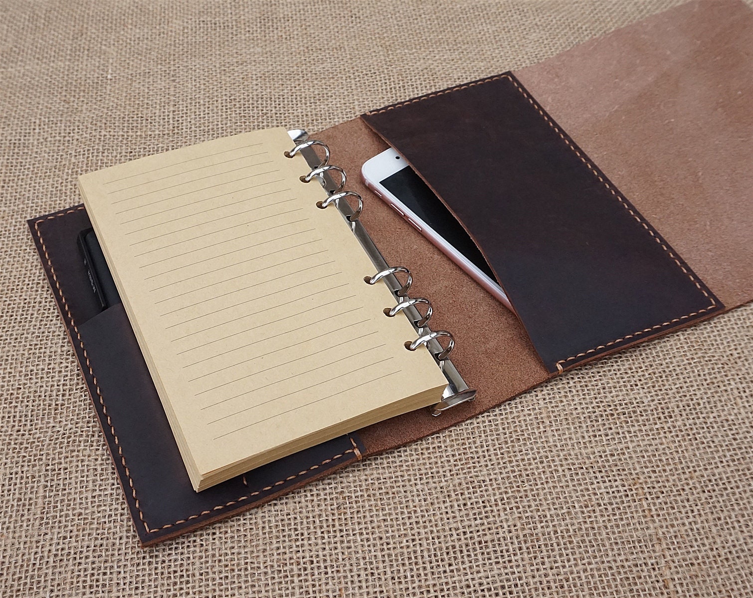 Personalized Ring Binder Leather Journal Leather Bound Etsy