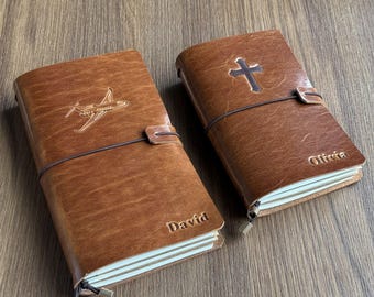Cuaderno de viaje, diario de aventuras personalizado de cuero genuino, diario recargable, regalo personalizado, regalo para el Día del Padre, regalo para los fans.