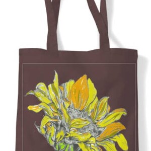 Tote bag, shopping bag, canvas bag, holdall, sunflower, shoulder bag, shopper, reusable bag, designer,, folding bag, student bag, book bag image 8