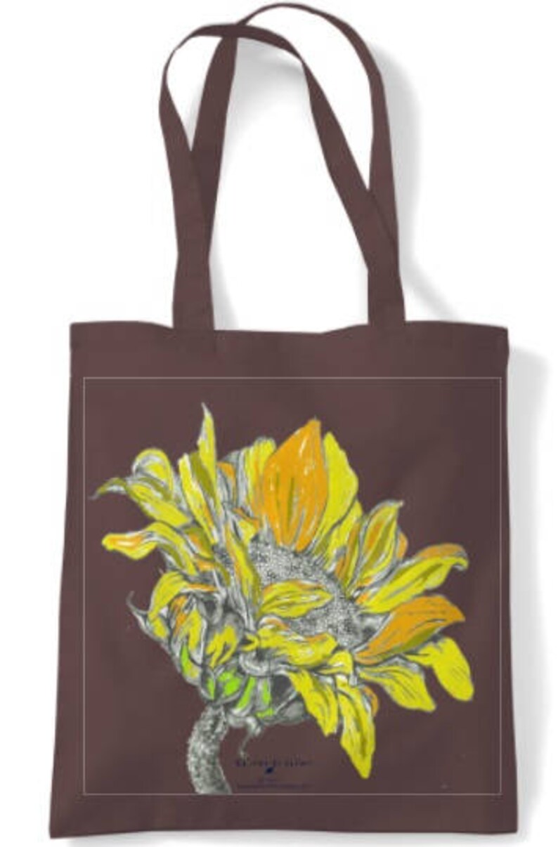 Tote bag, shopping bag, canvas bag, holdall, sunflower, shoulder bag, shopper, reusable bag, designer,, folding bag, student bag, book bag image 8