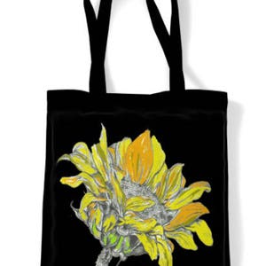 Tote bag, shopping bag, canvas bag, holdall, sunflower, shoulder bag, shopper, reusable bag, designer,, folding bag, student bag, book bag image 4