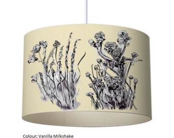 Botanical Lampshade, ceiling lampshade, mocha lampshade, beige lampshade, mid century lampshade, brown lampshade, Meadow lampshade