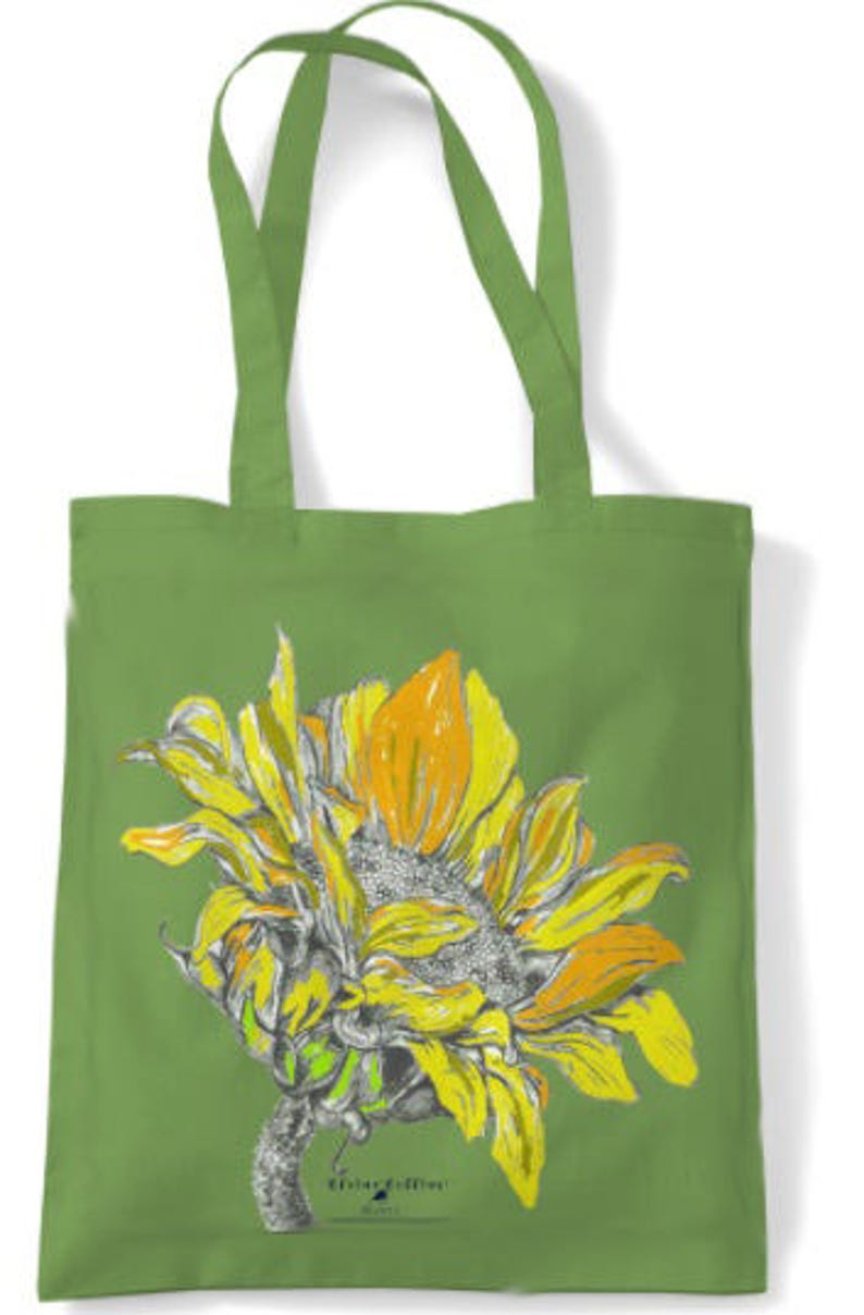 Tote bag, shopping bag, canvas bag, holdall, sunflower, shoulder bag, shopper, reusable bag, designer,, folding bag, student bag, book bag image 7