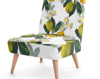 Yellow Chair, occasional chair, lounge chair, easy chair, floral print, eco chair, hall chair, wood chair, yellow chair, bedroom chair ,boho