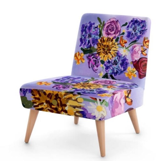 Purple floral chair sales