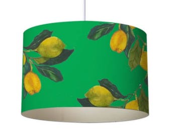 Patterned Lampshade, Designer lampshade, lemon lampshade, ceiling lampshade, contemporary lampshade, green lampshade, standard lampshade