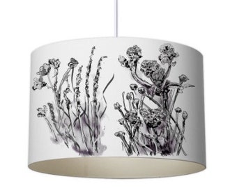 Flower Lampshade, unique lampshade, white and grey  lampshade, ceiling lampshade, bespoke lampshade, white lampshade, Botanical lampshade