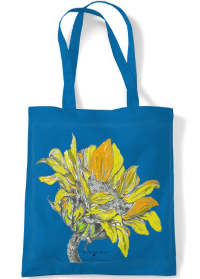 Tote bag, shopping bag, canvas bag, holdall, sunflower, shoulder bag, shopper, reusable bag, designer,, folding bag, student bag, book bag image 5