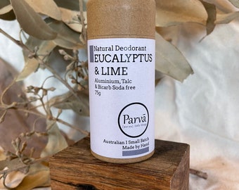 Eucalyptus and Lime ORGANIC NATURAL DEODORANT, Alum, Talc, Bicarb and Plastic free - 75g