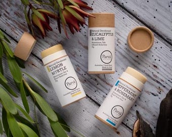 Lemon Myrtle ORGANIC NATURAL DEODORANT, Alum, Talc, Bicarb and Plastic free -  75g