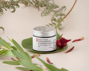 Australian Sandalwood ORGANIC FACE Night CREAM with Shea Butter, for Dry, Mature skin 50g