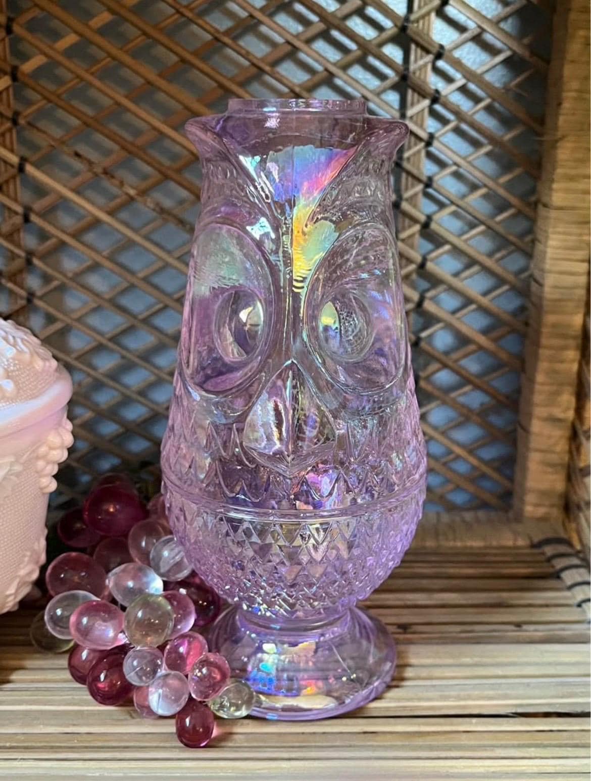 訳あり　クリスタルファンシーカービング　フラワーカービング　水晶モスアクアマリン Viking Glass Mold Rose Carnival Mosser Owl Fairy Lamp - Etsy