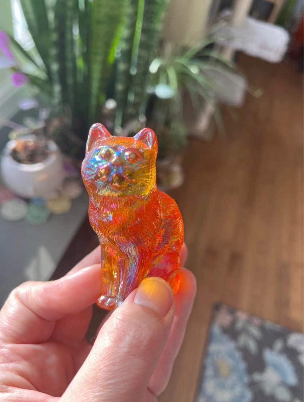 Mosser Marigold Carnival Glass Cat - Etsy