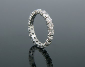 Vintage Eternity Brilliant Cut Diamonds Ring, 18kt White Gold