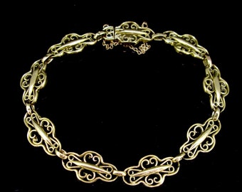 19th C Antique Vermeil gold and silver Art nouveau period chain link bracelet 1900/'s antique Filigree French bracelet RESERVED = RESERVED