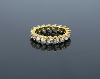 Vintage Eternity Brilliant Cut Diamonds Ring, 18kt Yellow Gold