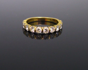 Vintage Half Eternity Diamond Ring, 18kt Yellow Gold