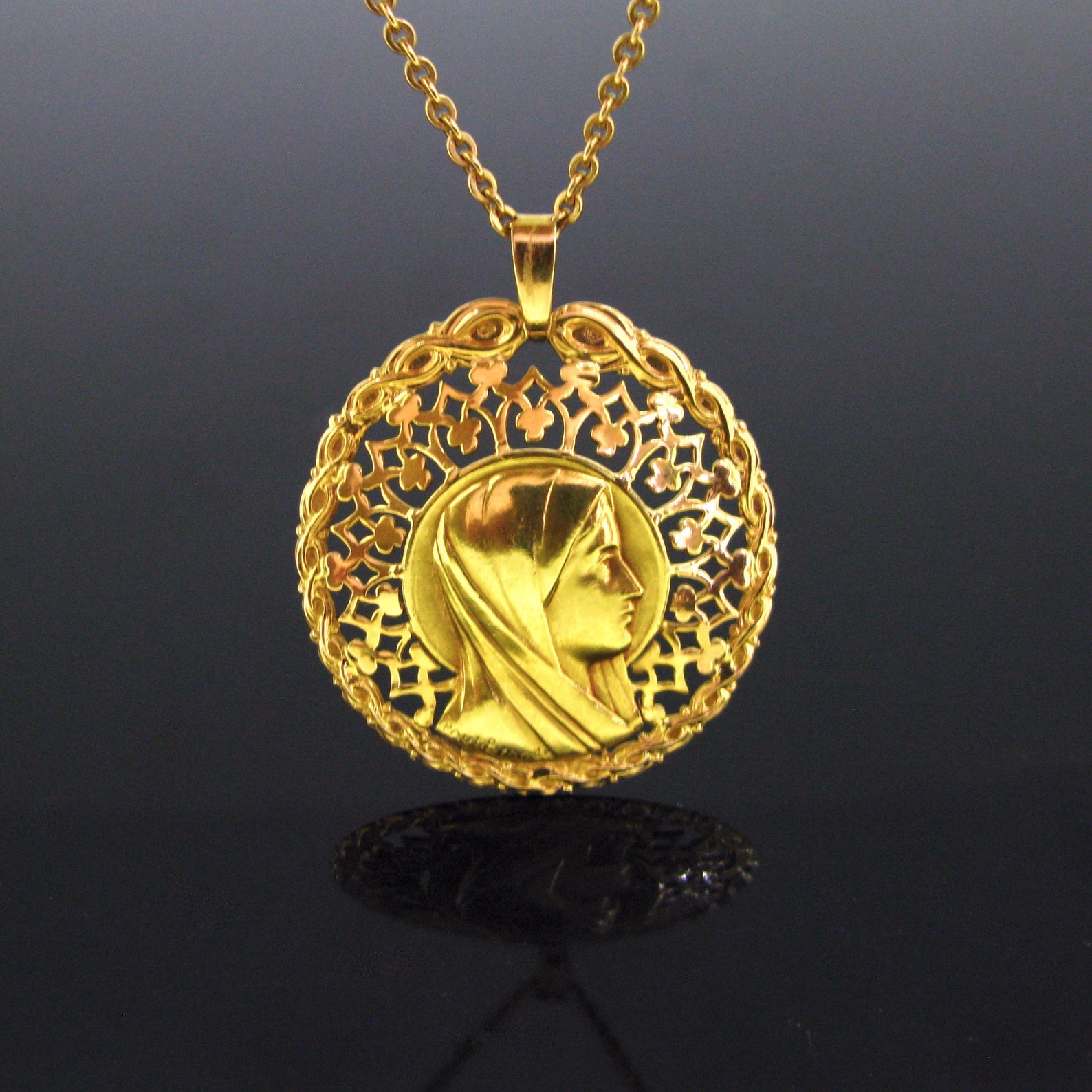 Antique Religious Medal Pendant by Paul Brandt 18kt Yellow Etsy