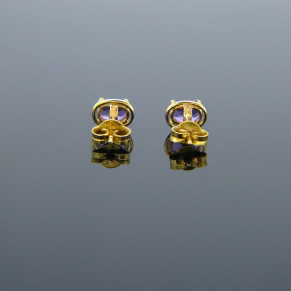 Vintage Amethyst Studs Earrings, 18kt Yellow Gold - image 6